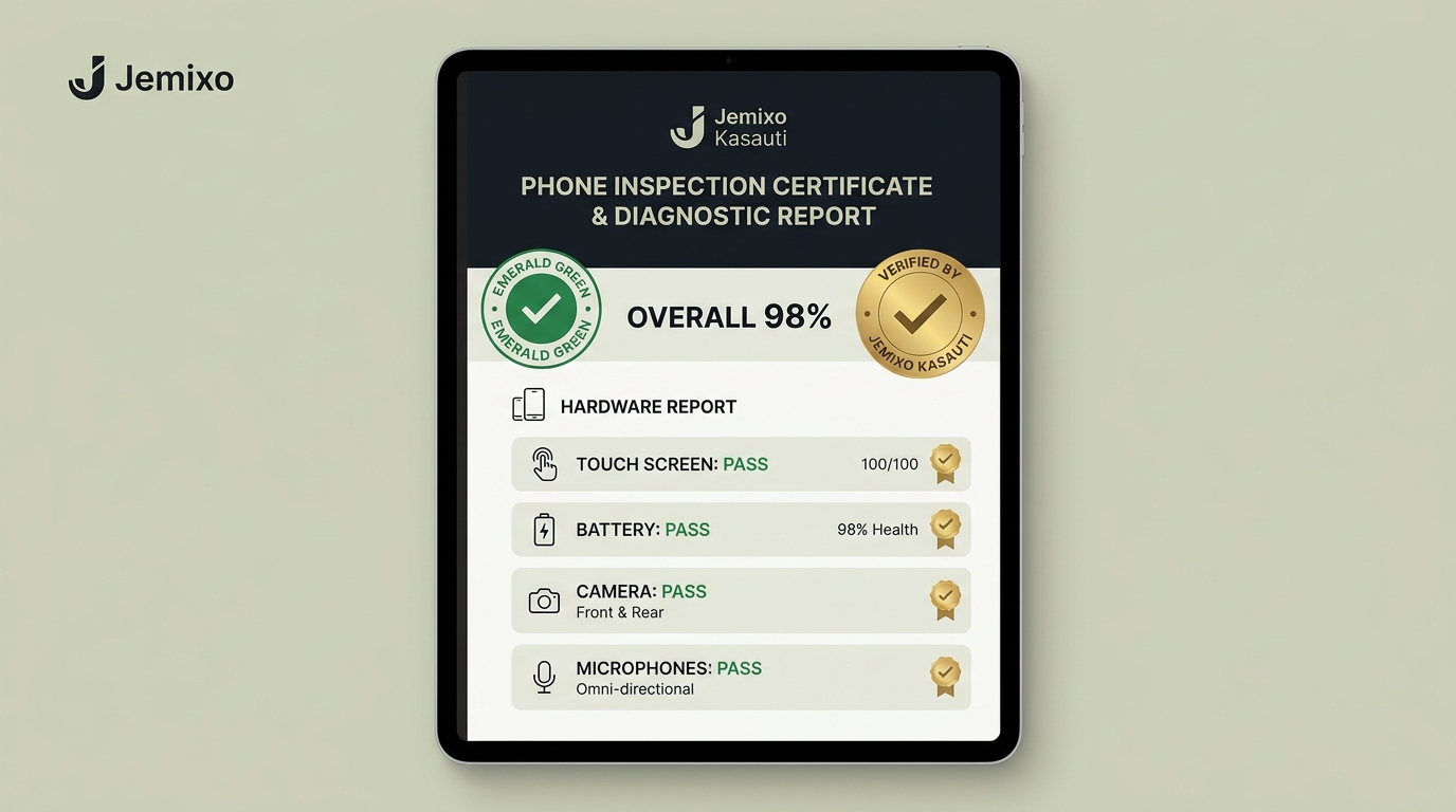 Jemixo Kasauti Tamper-Evident Phone Inspection Certificate